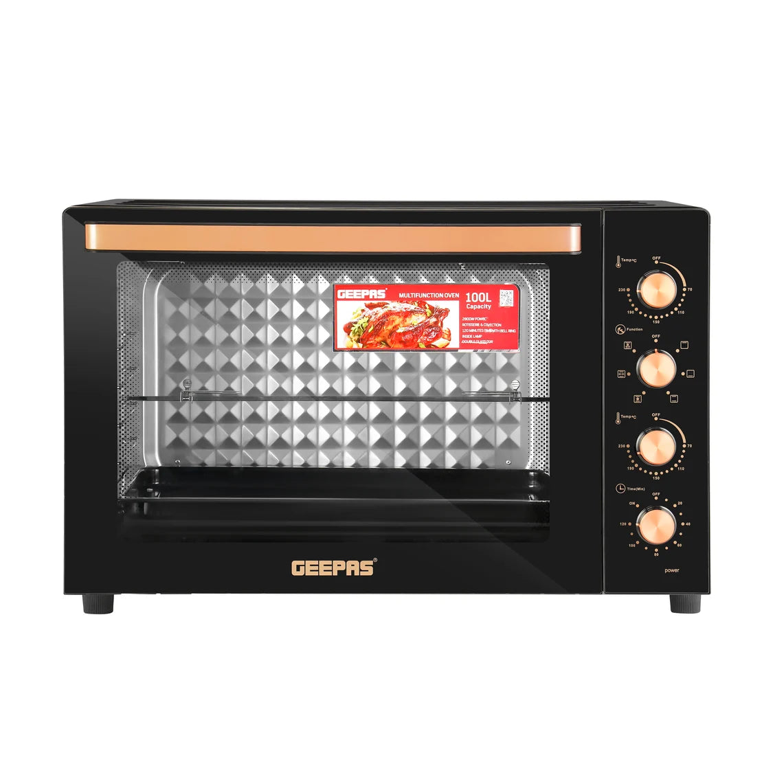 Geepas 2800W 100L Electric Oven, Rotisserie & Convection, Black GO34059