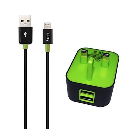 GOUI WALL.I 2USB Wall Charger with 1 Meter Cable - Black GOUI WALL.I 2USB Wall Charger with 1 Meter Cable - Black