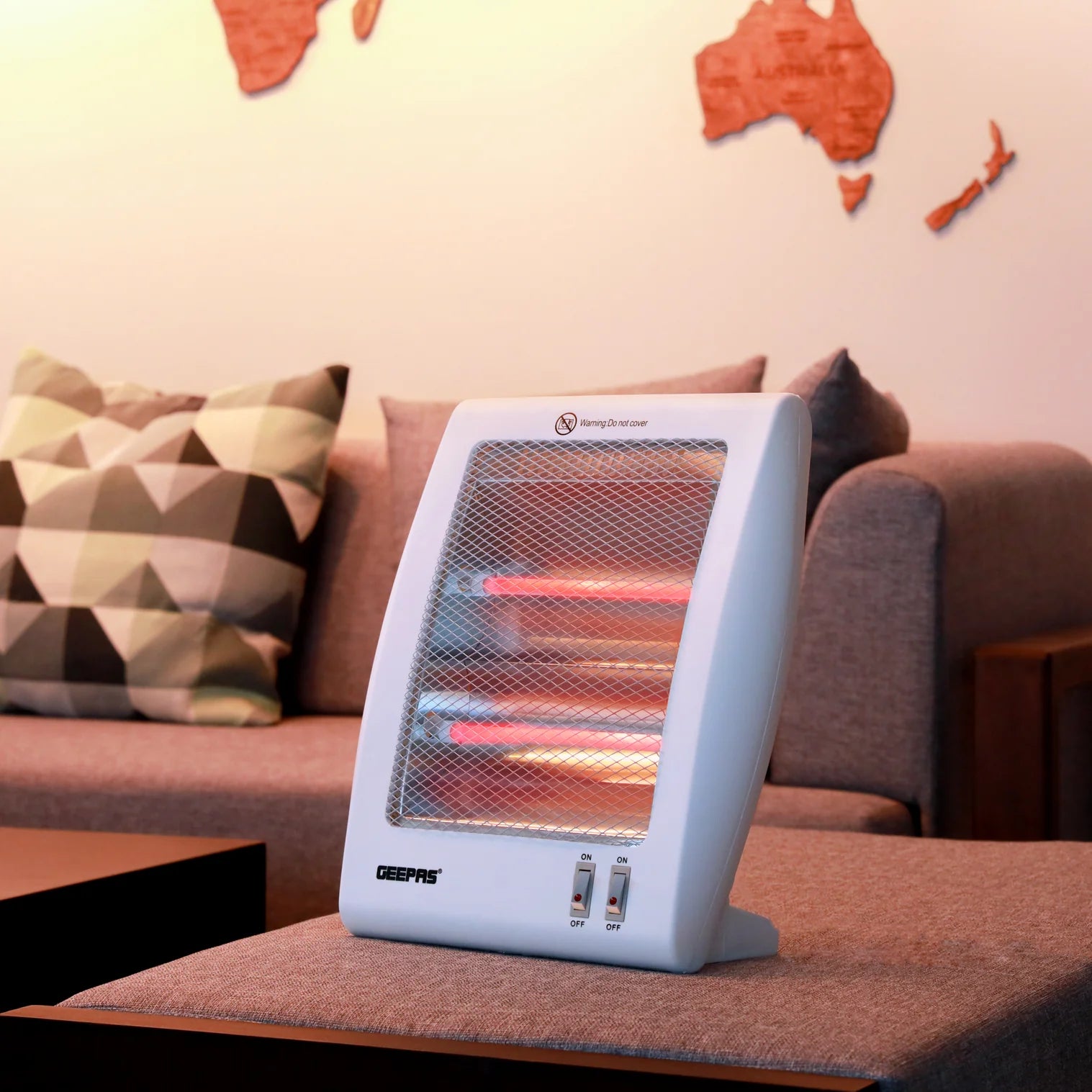 Geepas Quartz Heater GQH28522 | 400W/800W Instant Heating | 2 Heat Settings | Automatic Tip-Over Safety Protection | Energy Efficient | 2 Years Warranty