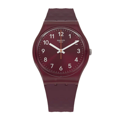 Swatch Rednel Maroon Rubber Maroon Dial For Women