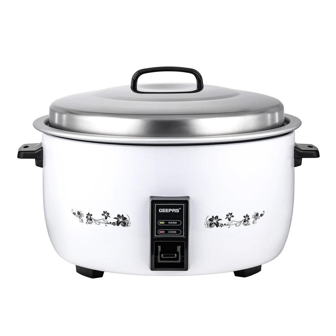Geepas 10L Commercial Rice Cooker, Cook & Warm Function, Non-Stick Pot, White GRC4323