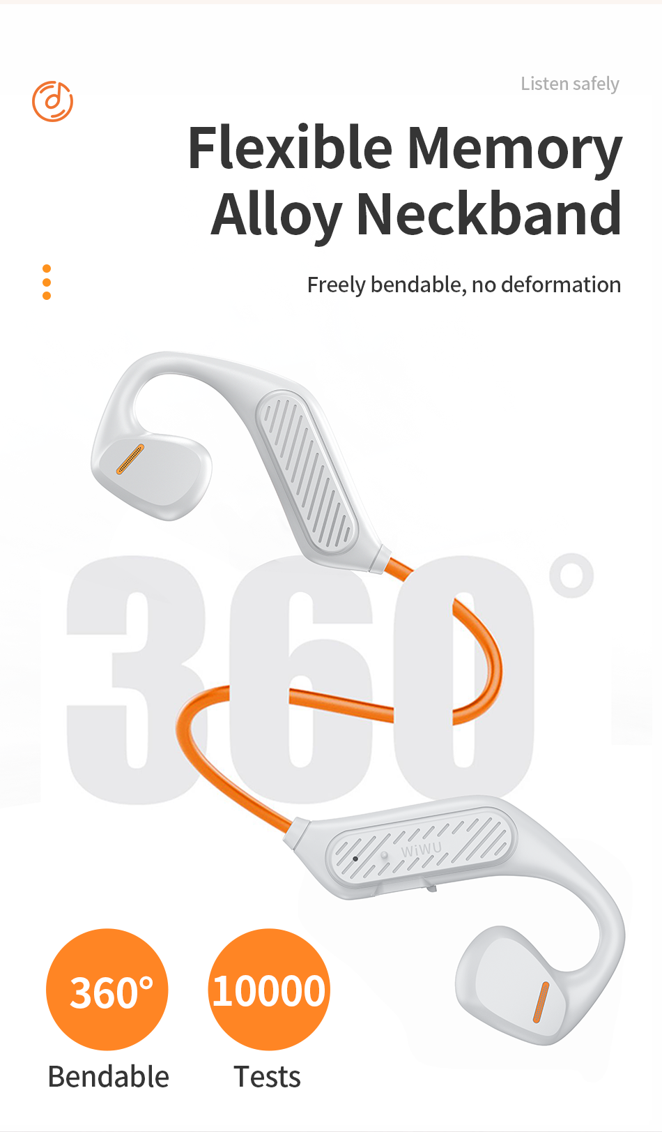 Wiwu Q1 air conduction wireless headset - White