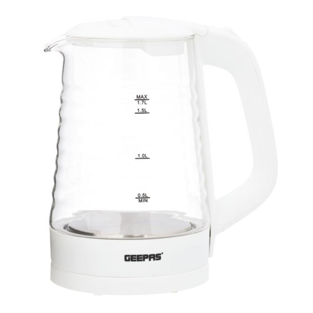Geepas Electric Glass Kettle 1.7L 2200W Stainless Steel Heating Element Geepas Electric Glass Kettle 1.7L 2200W Stainless Steel Heating Element