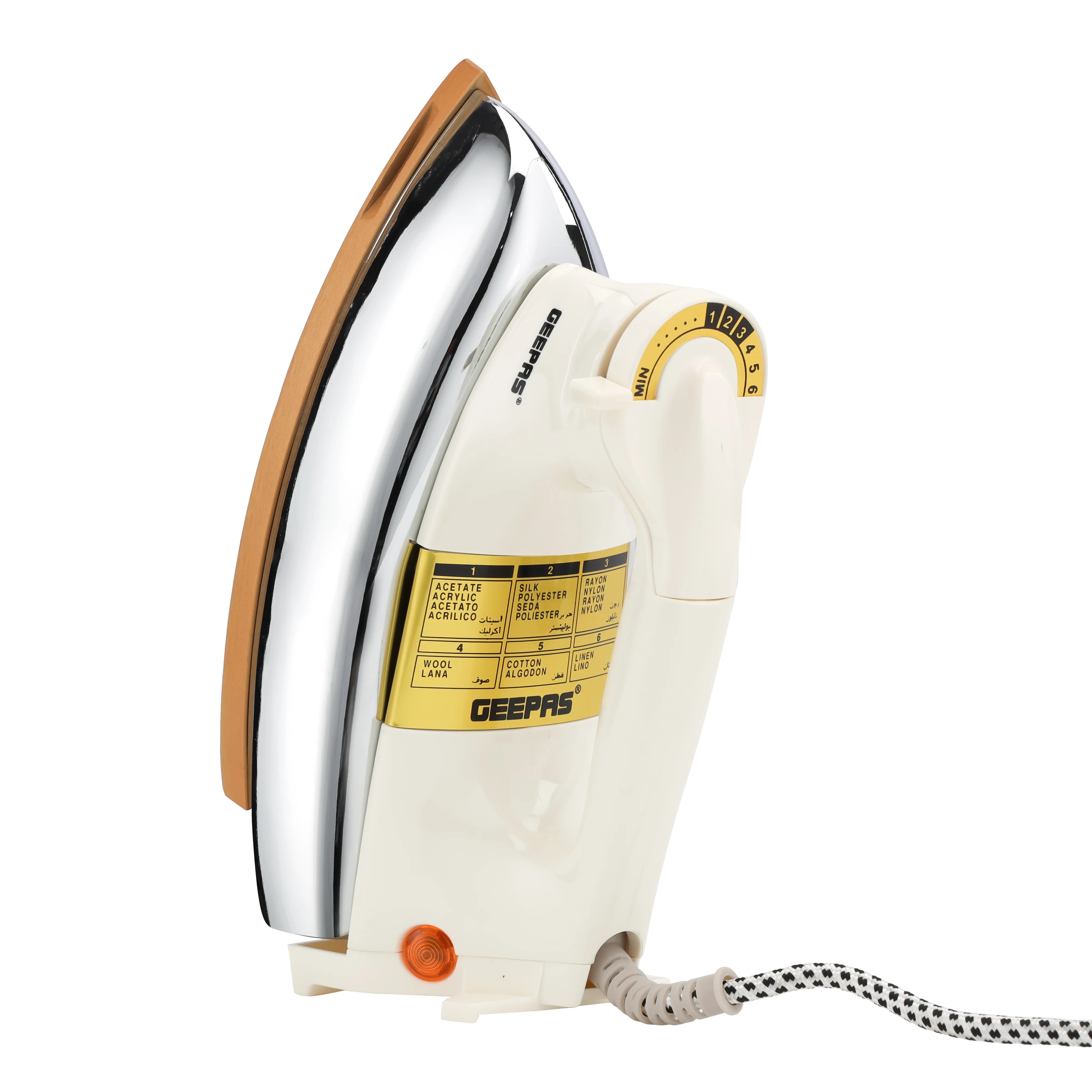 Geepas Heavyweight Dry Iron 1200W Teflon Non-Stick Soleplate