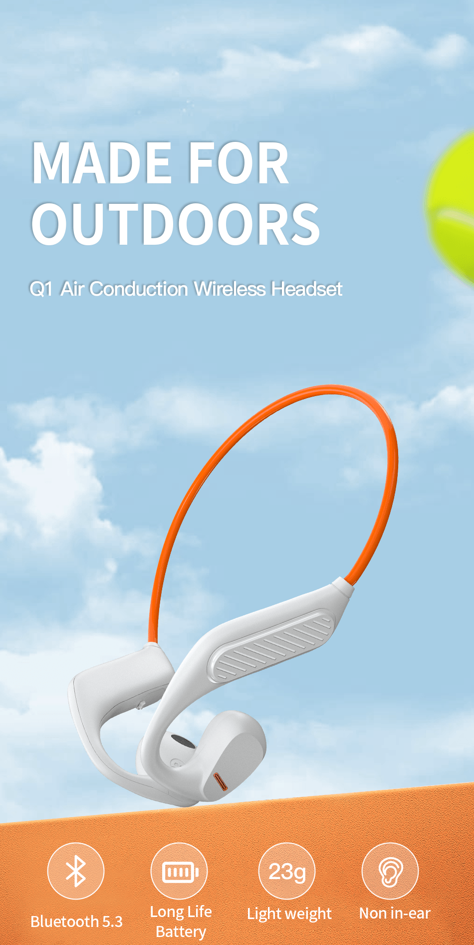 Wiwu Q1 air conduction wireless headset - White