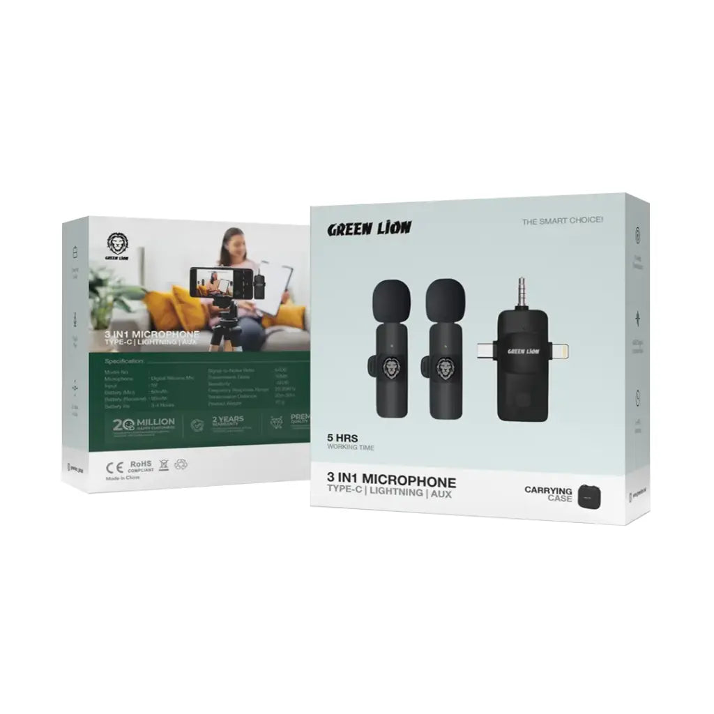 Green Lion 3-in-1 Microphone (Type-C / Lightning / AUX) Green Lion 3-in-1 Microphone (Type-C / Lightning / AUX)
