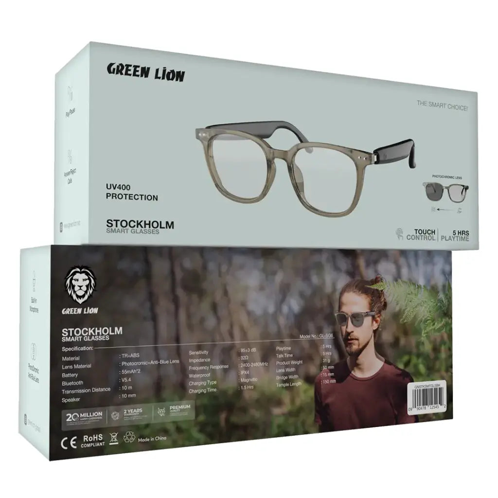 Green Lion Stockholm Smart Glasses - Black Green Lion Stockholm Smart Glasses - Black