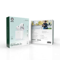 Green Lion Wireless Earbuds 2 with Mic & Charging Case – White