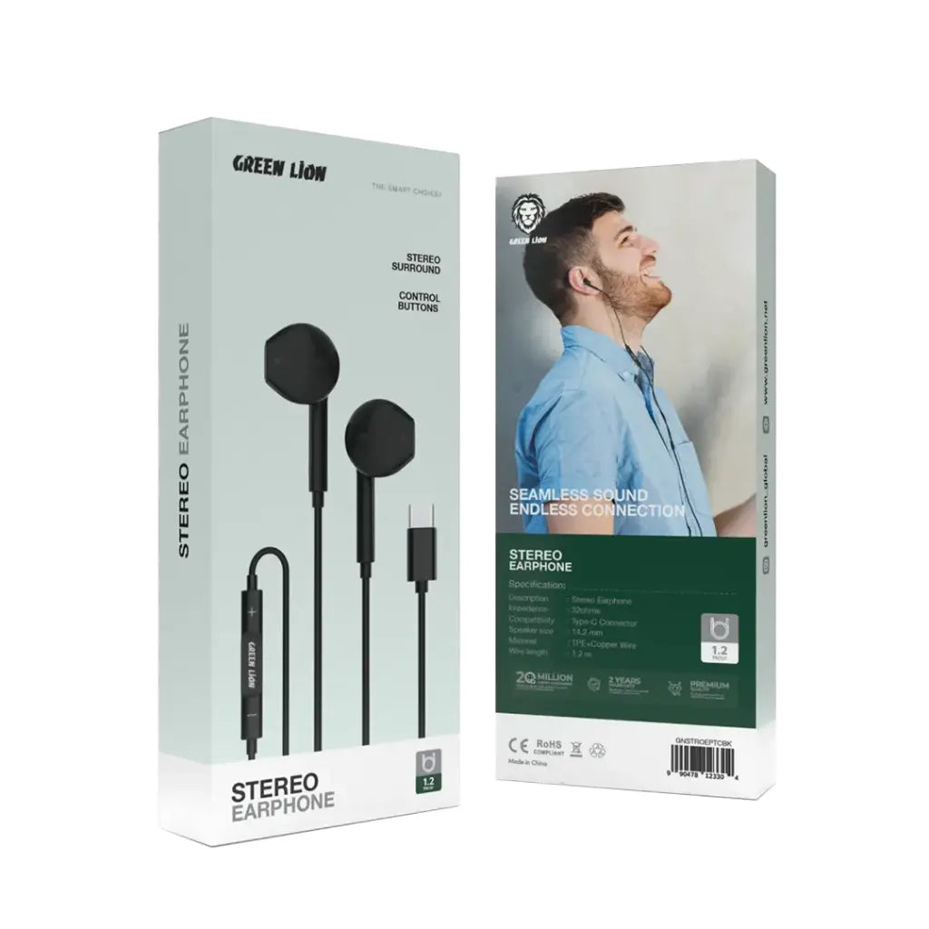 Green Lion Wired Stereo Earphones Type-C – Clear Sound Green Lion Wired Stereo Earphones Type-C – Clear Sound