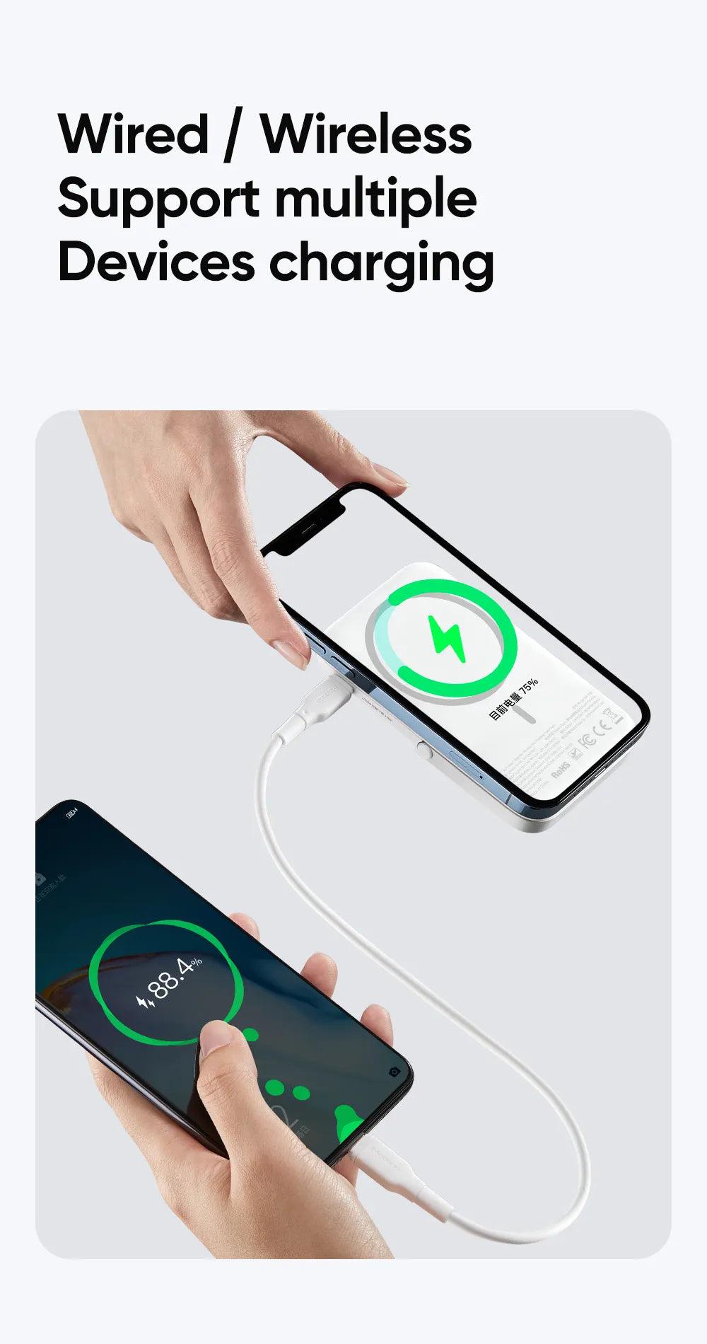 بنك طاقة مكدودو 5000 امبير لاسلكي ومغناطيسي - أبيض & رمادي