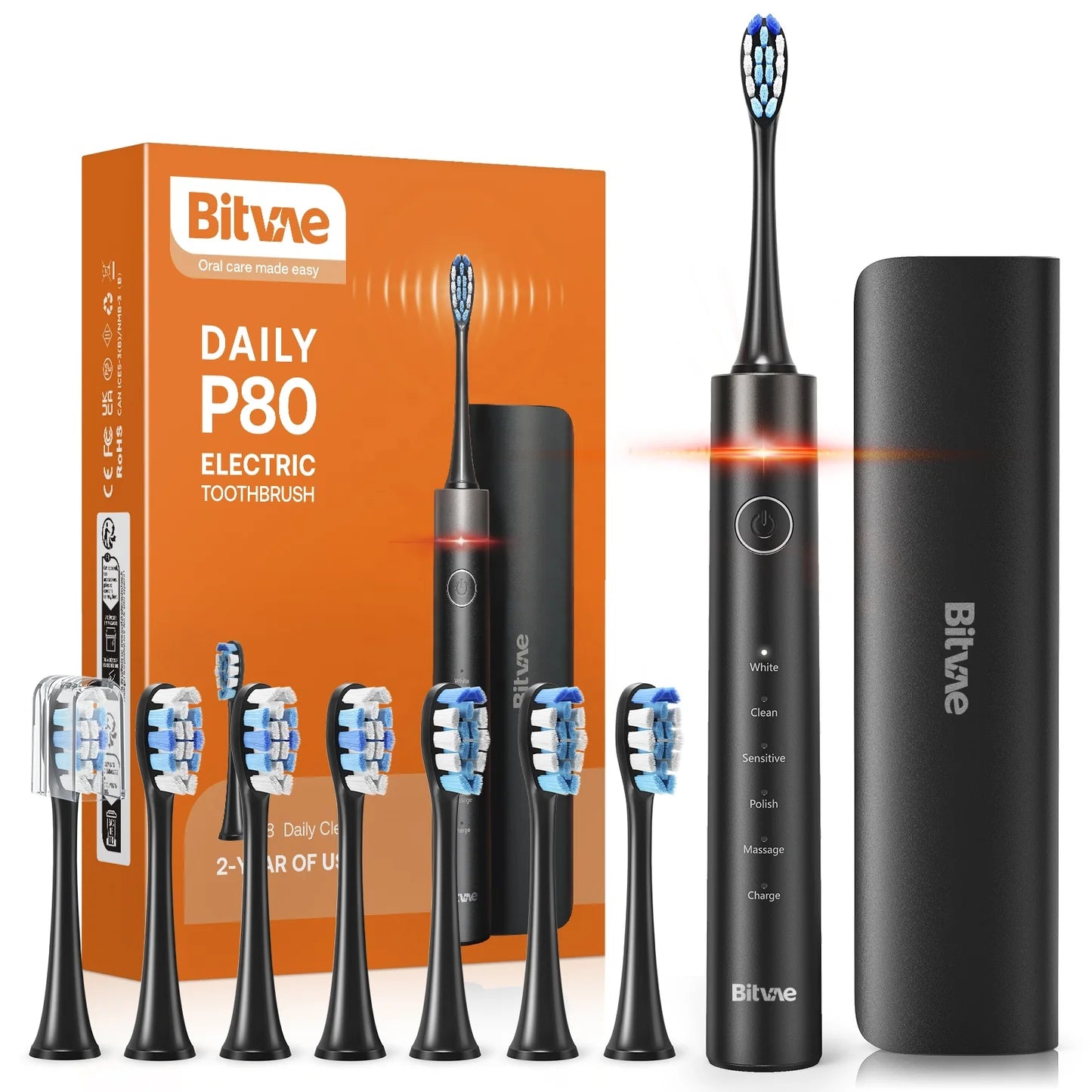 فرشاة أسنان Bitvae الذكية P80 - أسود