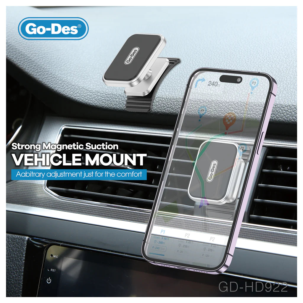 Go Des 360 Degree Rotatable Magnetic Curved and Flat Floor Car Phone Holder