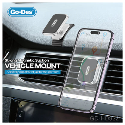 Go Des 360 Degree Rotatable Magnetic Curved and Flat Floor Car Phone Holder