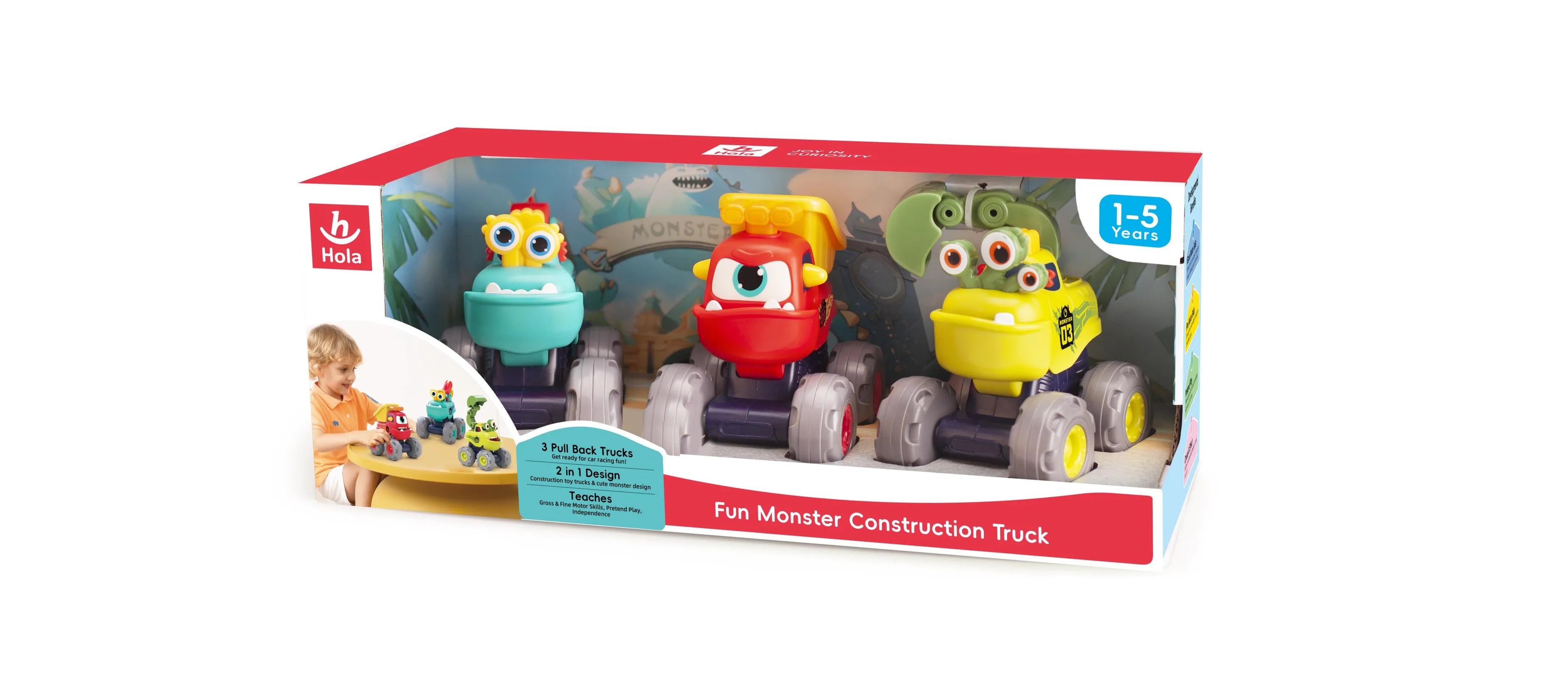 HOLA – Fun Monster Construction Truck Set