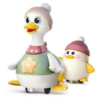 Hola Waddling Duck Family 2-Piece Set - Musical Tummy Time Toy