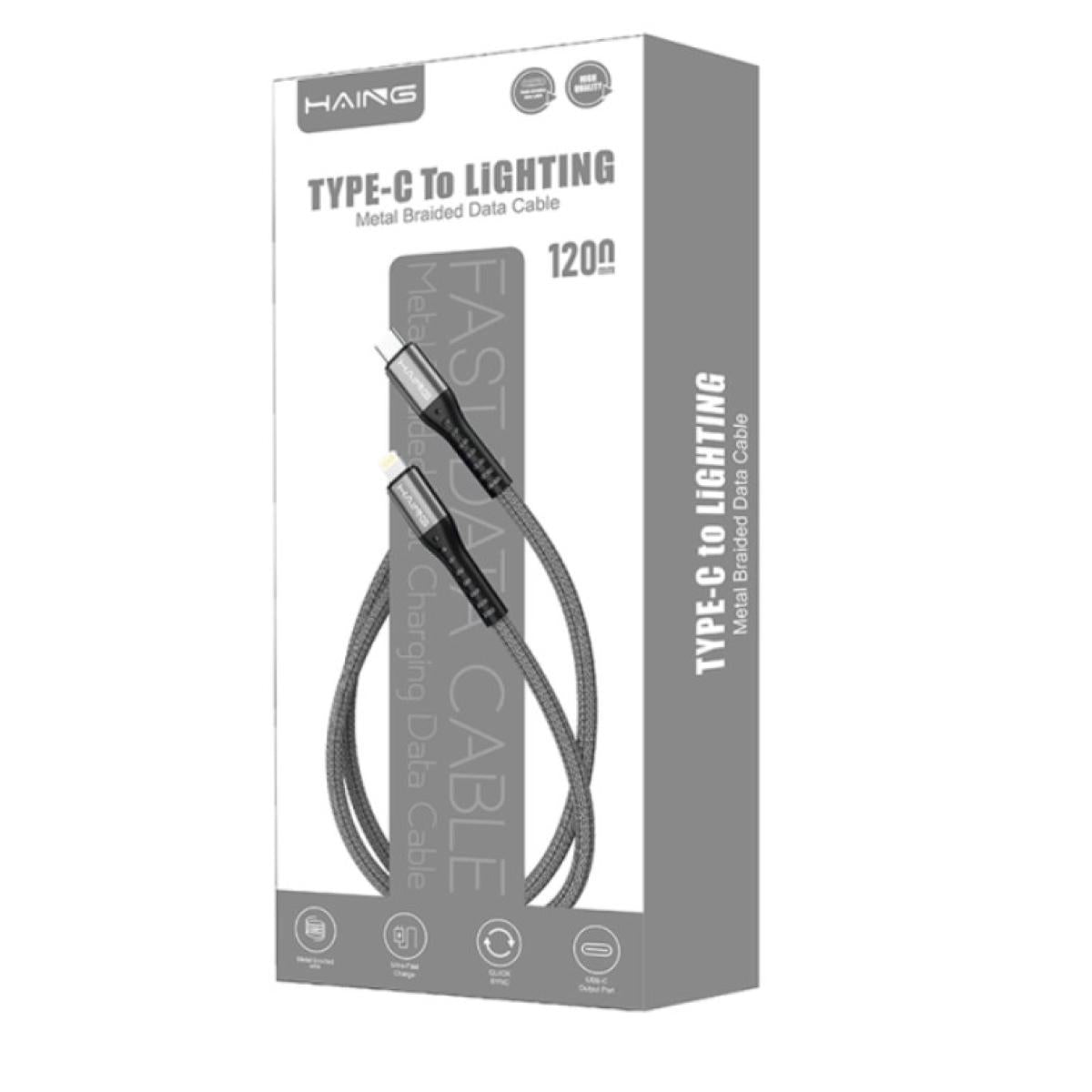 Haing HI041CL Type-C to Lightning 20W Metal Braided Data Cable 1.2M