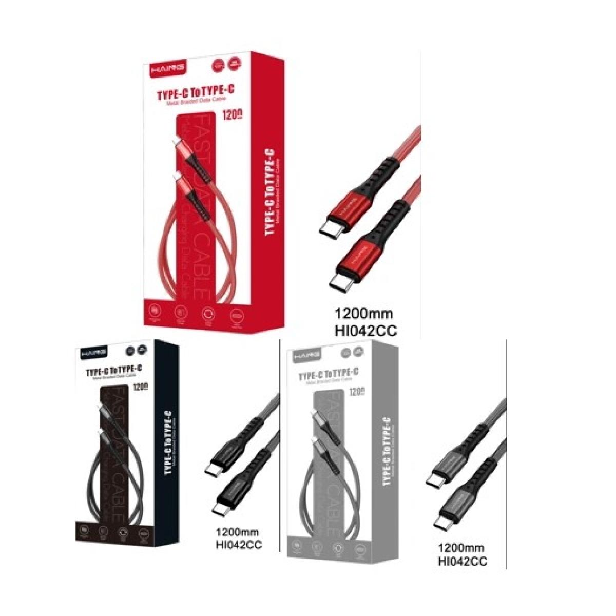 HAING HI042CC Type-C to Type-C 20W Metal Braided Data Cable 1.2M HAING HI042CC Type-C to Type-C 20W Metal Braided Data Cable 1.2M