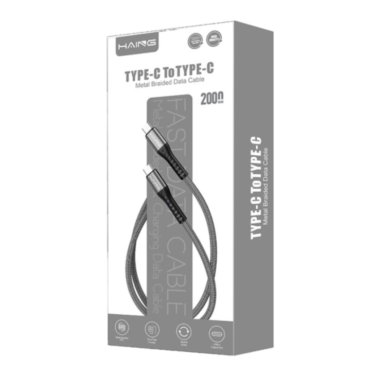 HAING Type-C to Type-C 20W Metal Braided Data Cable 2M HAING Type-C to Type-C 20W Metal Braided Data Cable 2M