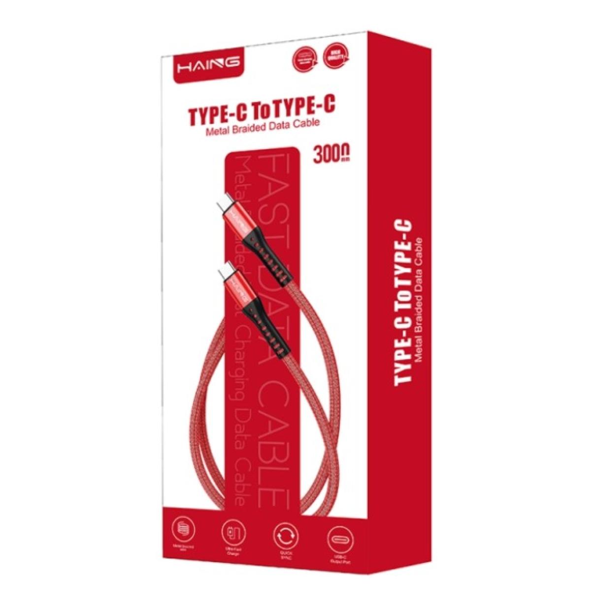 HAING HI042CC Type-C to Type-C 20W Metal Braided Data Cable 3M HAING HI042CC Type-C to Type-C 20W Metal Braided Data Cable 3M