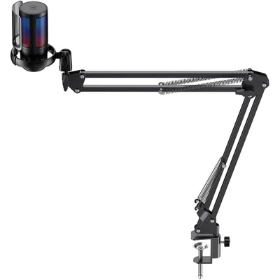 HAVIT Gamenote GK50 PRO Black Edition – 192kHz/24bit USB-C RGB Condenser Microphone with Desk Stand