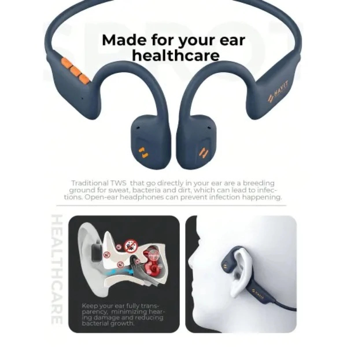 Havit FreeGo1 Air Conduction Wireless Headphones