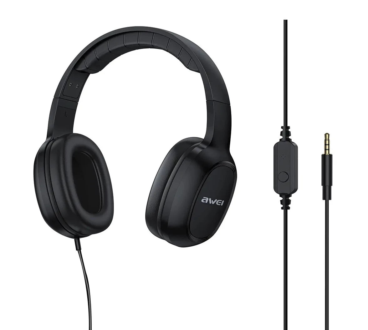 AWEI 3.5mm Wired Headset With Microphone Stereo Sound  - Black