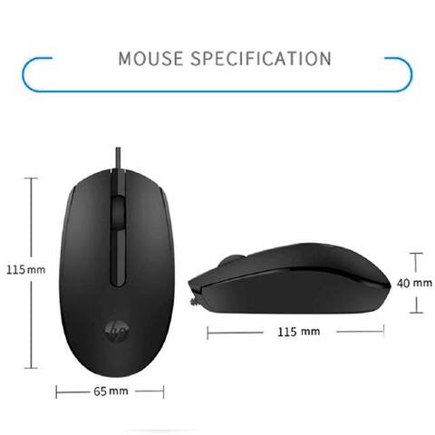 HP M10 Wired USB Mouse with 3 Buttons High Definition 1000DPI Optical Tracking