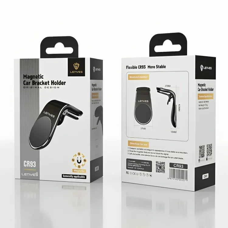 LENYES CR93 Magnetic Car Mount – Black, Compact & Secure