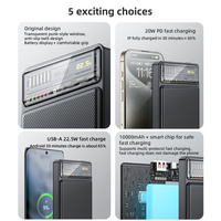 Yesido PD 20W + USB 22.5W 10000mAh Transparent Window Battery Display Fast Charging Power Bank