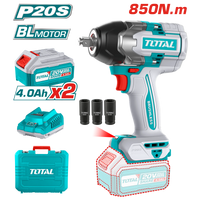 TOTAL 20V Impact Wrench 850Nm + LED Light – 2×4Ah Battery