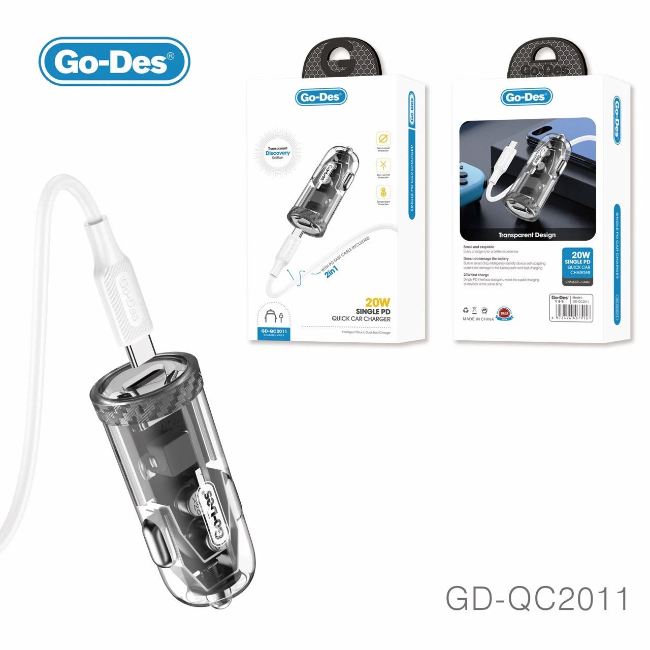 GO-Des 2 in 1 Single PD Car Charger
