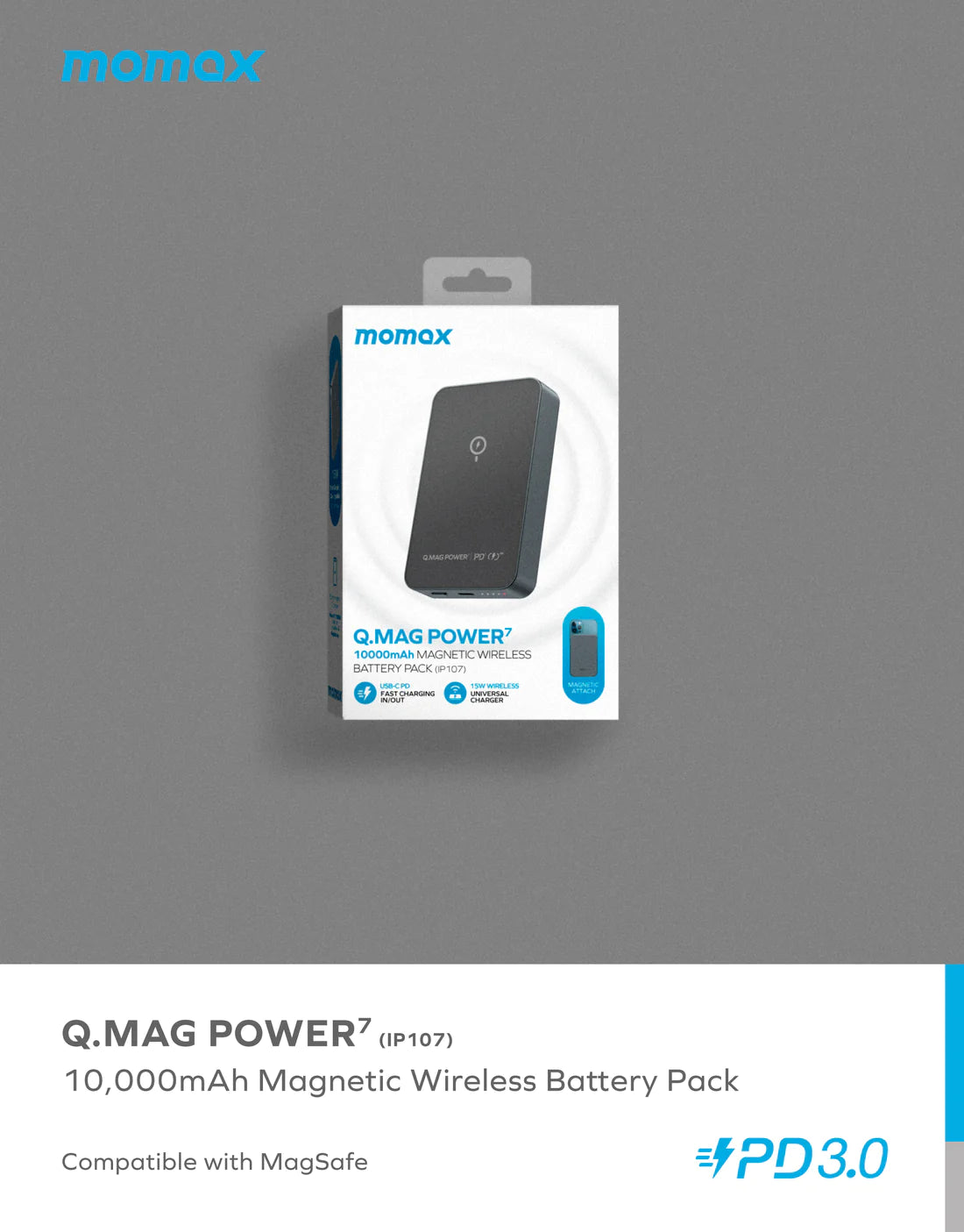 Momax Q.Mag Power 7 Magnetic Wireless Charging Power Bank 10000mah