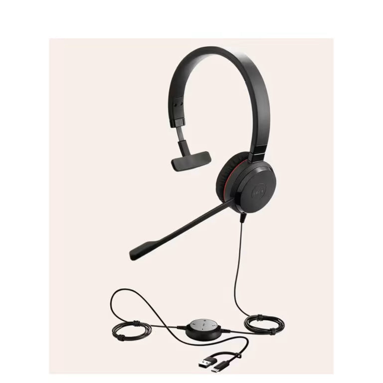 Jabra Evolve 20 SE Mono Headset – USB-C/A, Passive Noise Cancellation | Professional Business Headset