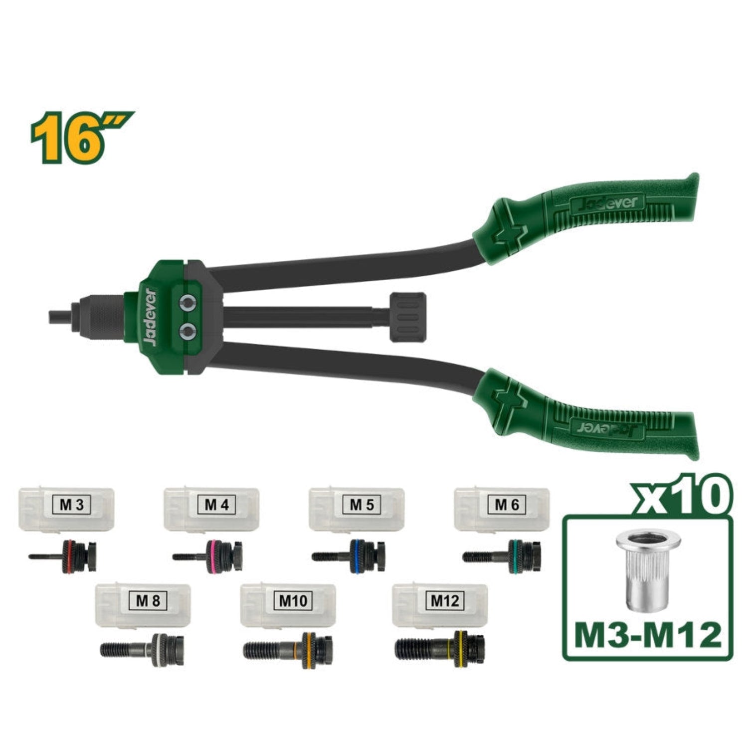 JADEVER 16-Inch Rivet Gun 3-12mm Versatile & Durable JADEVER 16-Inch Rivet Gun 3-12mm Versatile & Durable