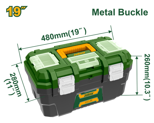 JADEVER 19" Plastic Tool Box Sturdy with Metal Clasp
