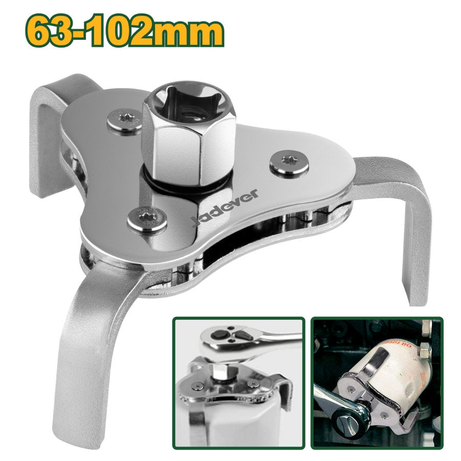 JADEVER 3 Jaw Oil Filter Wrench 63-102mm Strong & Versatile