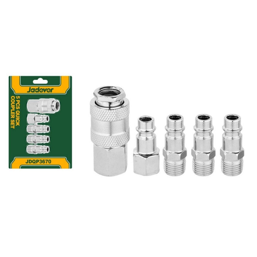 JADEVER 5 Piece Air Coupling Set Durable & Easy Connection JADEVER 5 Piece Air Coupling Set Durable & Easy Connection