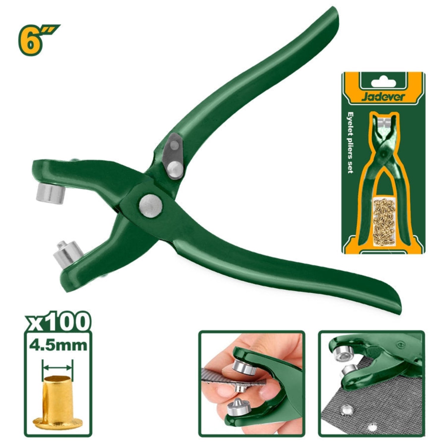 JADEVER 6-Inch Grommet Press with 100 Metal Rings Durable & Easy JADEVER 6-Inch Grommet Press with 100 Metal Rings Durable & Easy