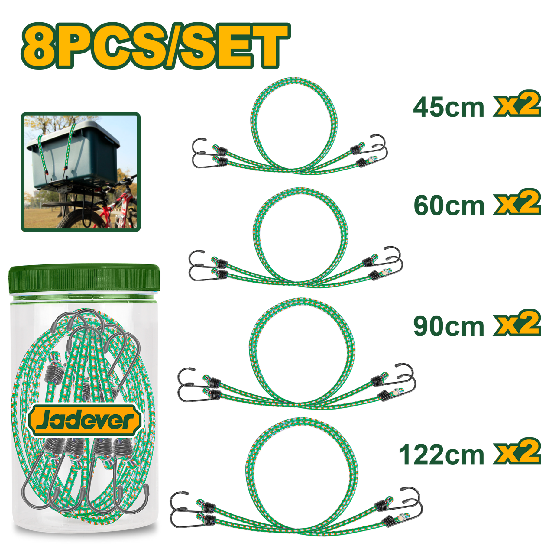 JADEVER 8 Piece Elastic Tie Down Set Durable & Practical JADEVER 8 Piece Elastic Tie Down Set Durable & Practical