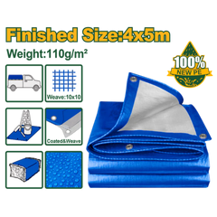 JADEVER Blue Tarp with Eyelets 5x4m Durable & Lightweight - Blue