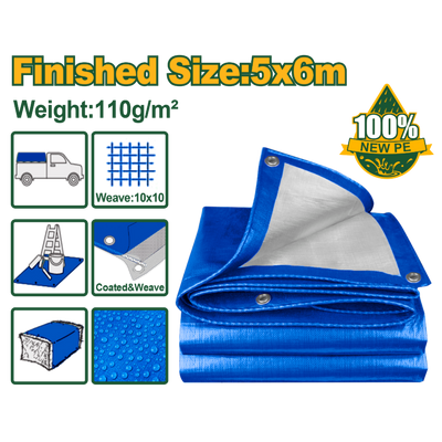 JADEVER Blue Tarp with Eyelets 5x6m Durable & Lightweight - Blue