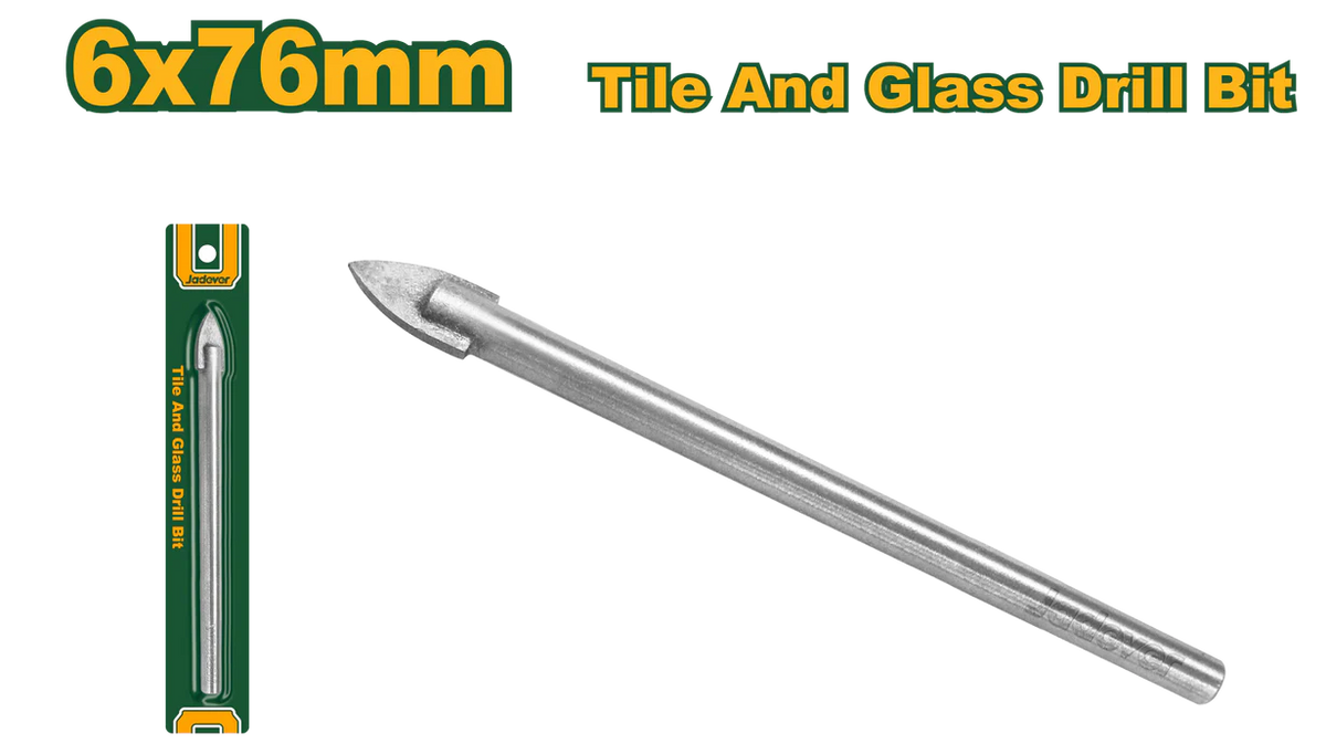 JADEVER Glass & Ceramic Drill Bits 6 × 76 mm High Precision