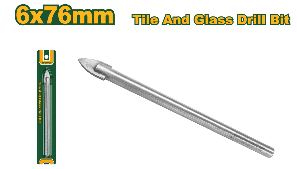 JADEVER Glass & Ceramic Drill Bits 6 × 76 mm High Precision