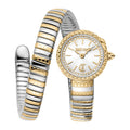 JUST CAVALLI JC1L351M0055 SILVER AND GOLD STEEL BAND WHITE DIAL FOR WOMEN