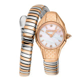 JUST CAVALLI JC1L375M0065 SILVER AND ROSE GOLD STEEL BAND WHITE DIAL FOR WOMEN