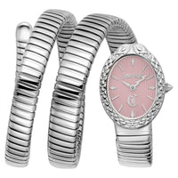 JUST CAVALLI JC1L391M0015 SILVER STEEL BAND PINK DIAL FOR WOMEN