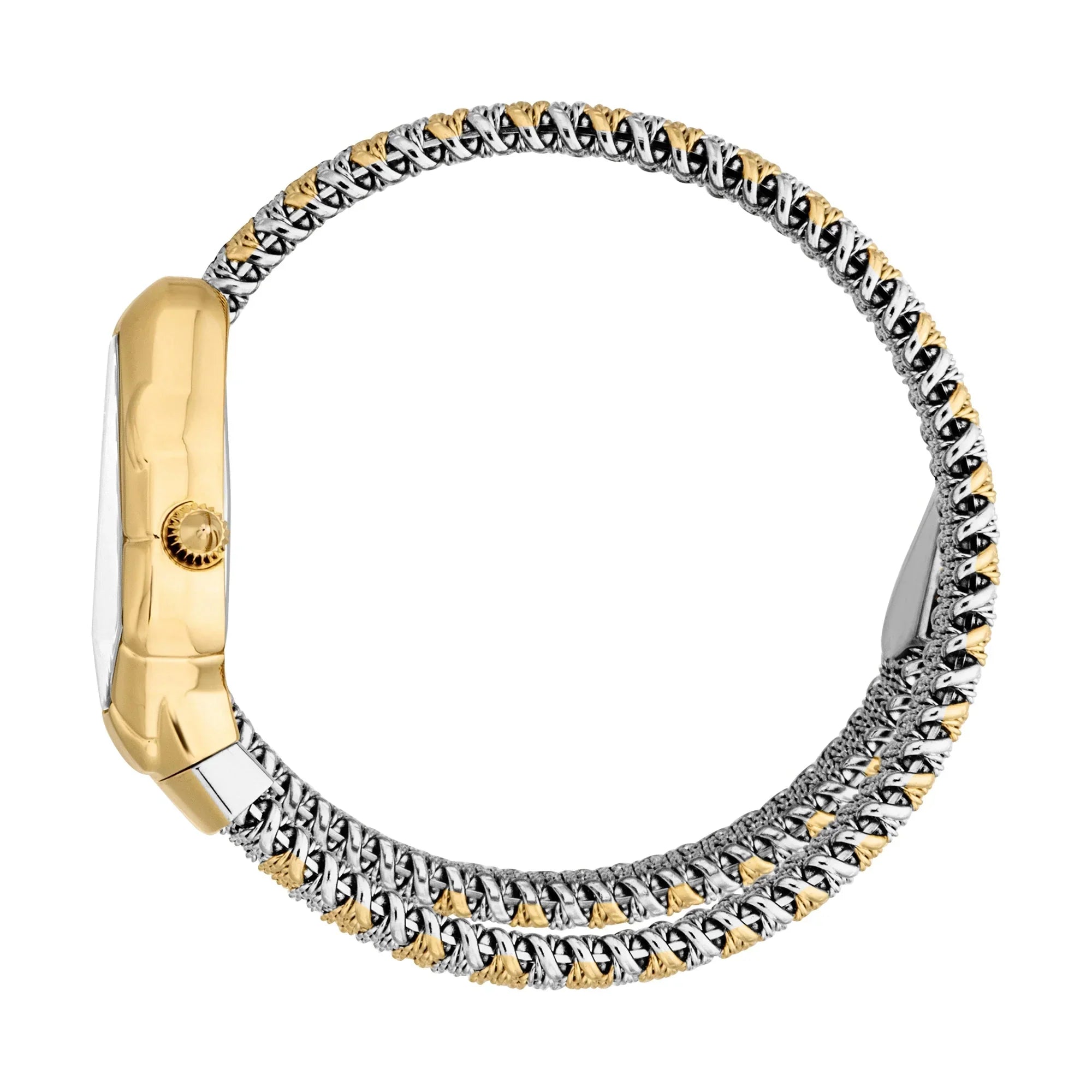 JUST CAVALLI JC1L426M0055 SILVER AND GOLD STEEL BAND WHITE DIAL  FOR WOMEN