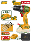 JADEVER Compact Brushless Cordless Impact Drill 52Nm – With 2 Batteries & Carrying Case (JDCDP5281)