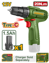 JADEVER ـJADEVER 12V Cordless Drill – 20Nm Compact Rechargeable Drill Driver (JDCDS518)