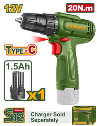 JADEVER ـJADEVER 12V Cordless Drill – 20Nm Compact Rechargeable Drill Driver (JDCDS518)